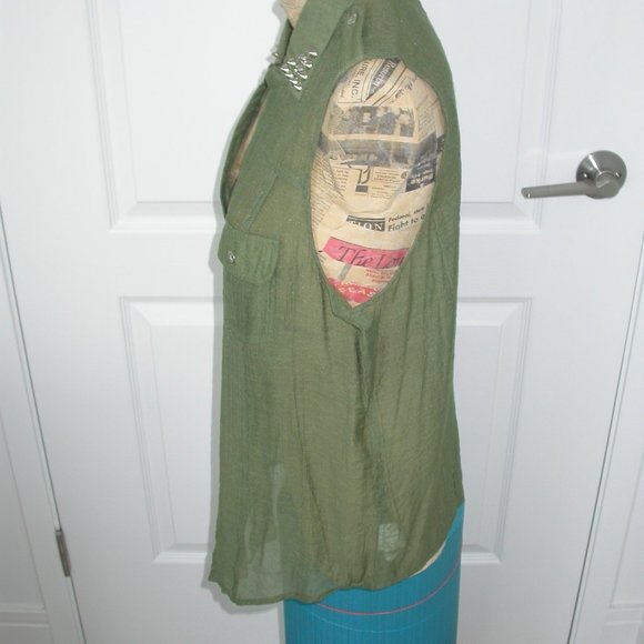 Light Sheer Green Studded Blouse - Picture 4 of 5